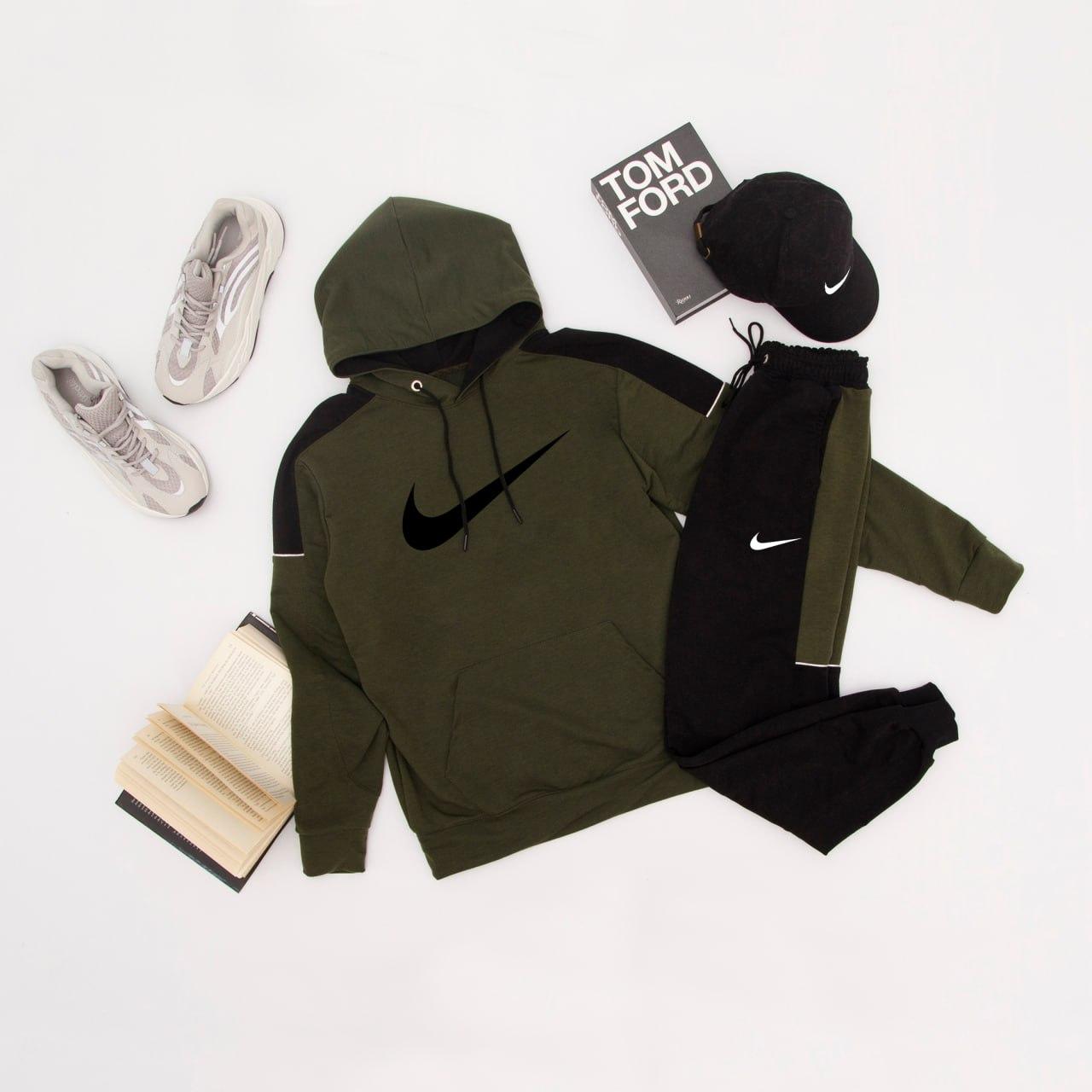 Спортивний костюм Nike чоловічий весна осінь трикотажний худі та штани найк хакі