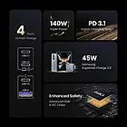 Адаптер живлення для телефона Ugreen X763 NEXODE PRO Space Gray 160W GAN (EU) (UGR-25877), фото 6