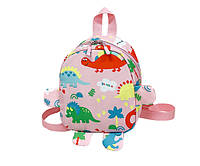 Детский рюкзак A-1025 Dinosaur на одно отделение с ремешком Pink