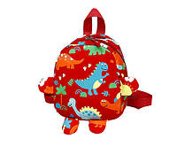 Детский рюкзак A-1025 Dinosaur на одно отделение с ремешком Red