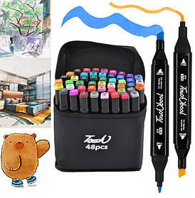 Набір двосторонніх маркерів для скетчингу на спиртовій основі Touch Bool 48 шт Black (7656)