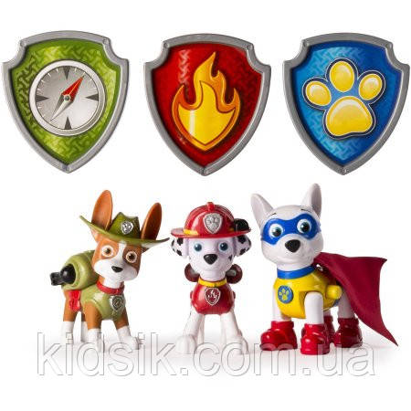 Щенячий патруль Paw Patrol. Набір фігурок з рюкзаками-трансформерами - Щеня Аполло, Трекер, Маршалл 3шт. Супі, фото 1