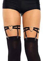 Подвязки для чулок Leg Avenue Joni Garter с сердечками, черные, One Size