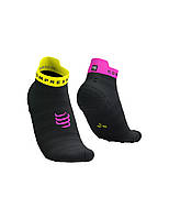 Надлегкі бігові шкарпетки  Compressport Pro Racing Socks V4.0 Ultralight Run Low, Black/Safe Yellow/Neo Pink, T4 (45-48)