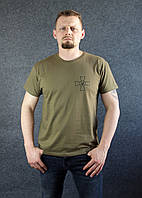 Мужская футболка с Гербом ЗСУ (М), качественная футболка с хлопка, армейская футболка хаки ВСУ