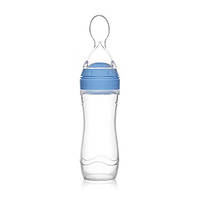 Бутылочка для кормления SUNROZ силиконовая с ложечкой и колпаком 120 мл Голубой (SUN1390) EM, код: 147044