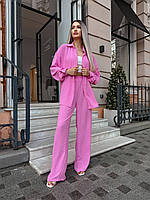 Элегантный брючный костюм цвета Барби 27555 LAM 46/48