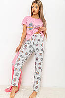 Комплект піжама з халатом жіноча, колір рожево-сірий, 219RX-725