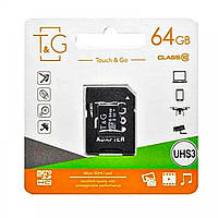 Картка пам'яті з адаптером TG MicroSDXC 64 gb UHS-3 Class 10 Чорний PI, код: 8148533
