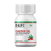 Касторове масло (60 кап, 500 мг), Castor Oil,  INLIFE Під замовлення з Індії 45 днів. Безкоштовна доставка.