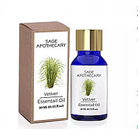 Эфирное масло Ветивера (10 мл), Vetiver Essential Oil, Sage Apothecary Под заказ из Индии 45 дней. Бесплатная