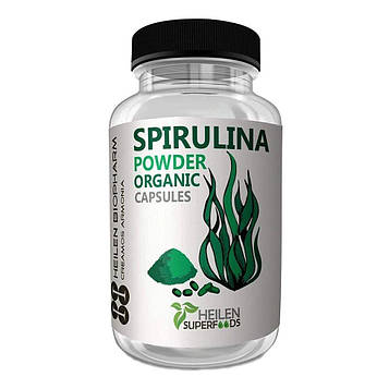 Спіруліна (180 кап, 500 мг), Spirulina,  Heilen Biopharm Під замовлення з Індії 45 днів. Безкоштовна доставка.