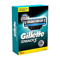 Набор бритвенных кассет с 3 лезвиями (16 шт), Mach3 Shaving 3-Bladed Cartridges Set of 16, Gillette Под заказ