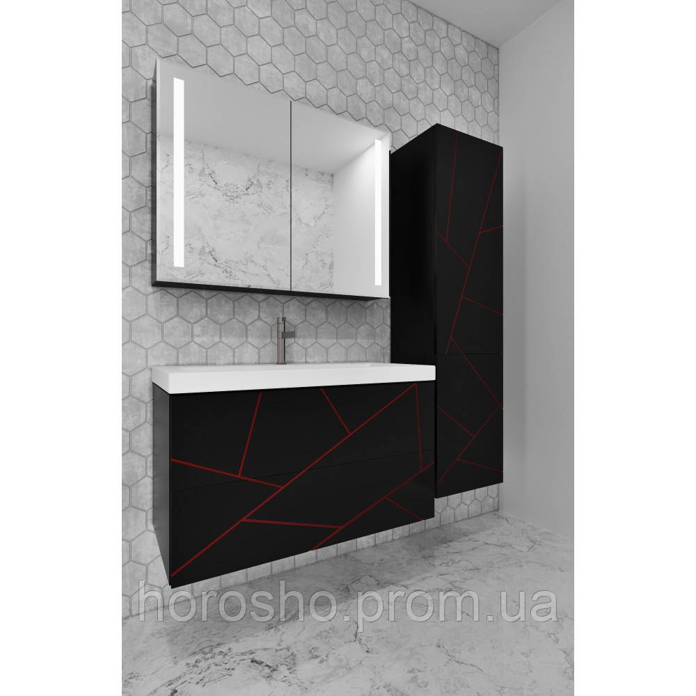 Комплект меблів Mikola-M Chaos з пеналом із пластику чорний червоний 80 см HR, код: 6657034
