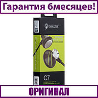 Навушники-вкладиші Celebrat C7 з мікрофоном (120см, сіро-зелені)