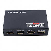 Сплітер 1x4 порти HDMI splitter 1080P 4K 3D Чорний (20053100245) KP, код: 1810611