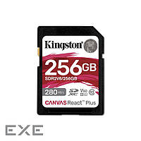 SDXC (UHS-II U3) Kingston Canvas React Plus 256Gb class 10 V60 (R280MB/s, W150MB/s) (SDR2V6/256GB)