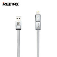 USB кабель Remax RC-042t Strive Lightning + Micro (1м, сталевий)