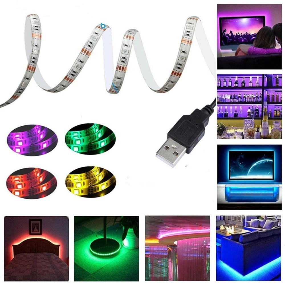 Світлодіодна USB-стрічка 5 м Rope-Lights SMD5050 IP65 RGB з контролером