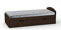 Односпальная кровать с ящиками Компанит-90+2 венге PK, код: 6541221