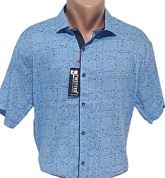 Батальна чоловіча теніска Twetter vk-0002 блакитна Туреччина, ошатна стильна чоловіча сорочка короткий рукав 7XL