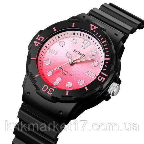 Дитячий спортивний водонепроникний (50м) кварцовий годинник Skmei 2012BKPK Black-Pink, фото 1