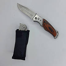 Ніж складаний pirat з автоматичним витяганням клинка 20,5 см дерев'яна ручка, фото 4