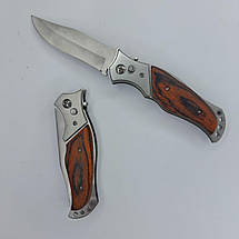 Ніж складаний pirat з автоматичним витяганням клинка 20,5 см дерев'яна ручка, фото 2