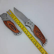 Ніж складаний pirat з автоматичним витяганням клинка 20,5 см дерев'яна ручка, фото 5