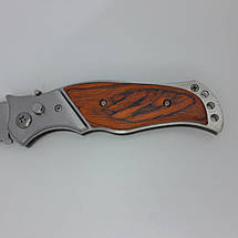 Ніж складаний pirat з автоматичним витяганням клинка 20,5 см дерев'яна ручка, фото 3