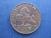 Монета 2 сантима Бельгия 1911 Belgen фауна лев