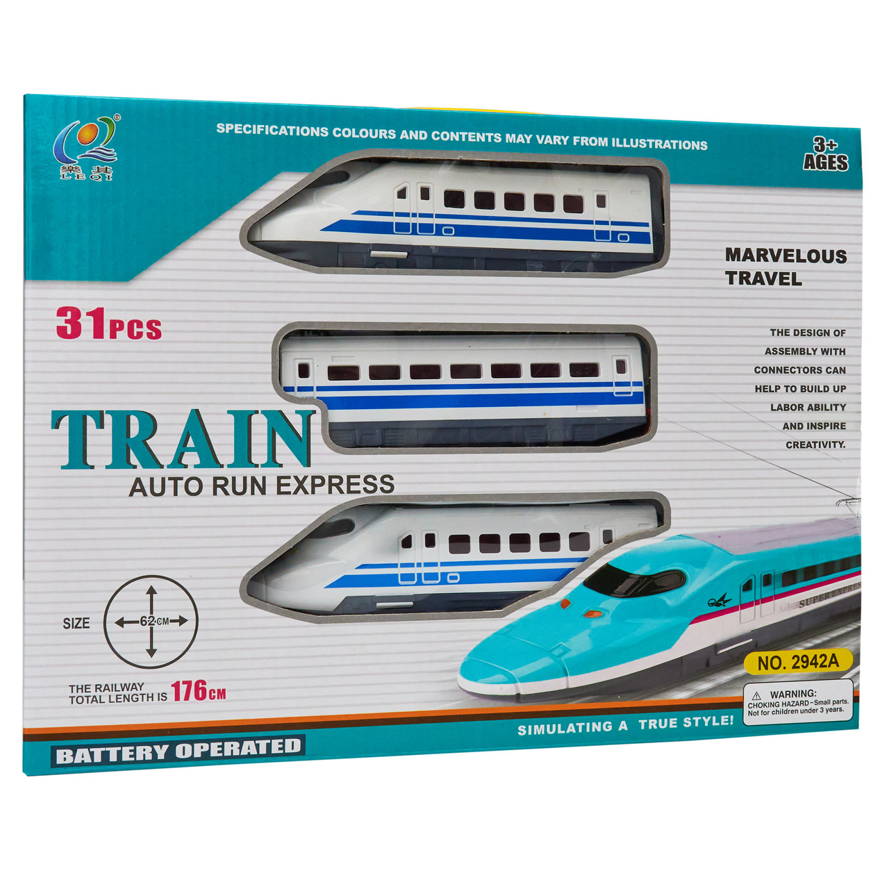 Ігровий набір - Залізниця з потягом, колія 176 см, трек 62х62 см (2942A)