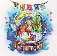 Набор-миди для вышивки бисером на натуральном художественном холсте Абрис Арт Счастливая зима AMB-075
