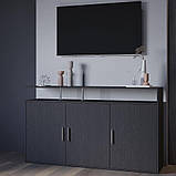 Тридверний комод під телевізор з широкою полицею в залі, сучасна тв тумба на 6 відділень у вітальню, фото 7