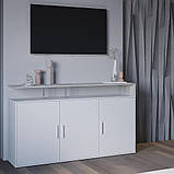 Тридверний комод під телевізор з широкою полицею в залі, сучасна тв тумба на 6 відділень у вітальню, фото 4