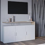 Тридверний комод під телевізор з широкою полицею в залі, сучасна тв тумба на 6 відділень у вітальню, фото 6
