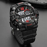 Чоловічий військовий водостійкий (50м) електронний наручний годинник Skmei 2018RDWT Red-White, фото 4