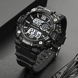 Чоловічий військовий водостійкий (50м) електронний наручний годинник Skmei 2018BKWT Black-White, фото 4