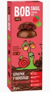 Натуральні Полунично - яблучні Цукерки в Молочному шоколаді ТМ BOB SNAIL (РАВЛИК БОБ) 30 г