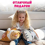 М'яка плюшева іграшка подушка обіймашка-антистрес Довгий Кот Батон 50 см сірий, фото 5