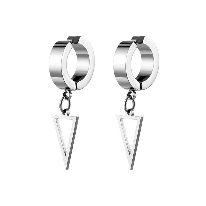 Біжутерія сережки-кліпси-кафи з медичної сталі Triangle EH071-01 Silver