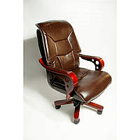 Кресло руководителя ZEVS LUX кожа, цвет коричневый