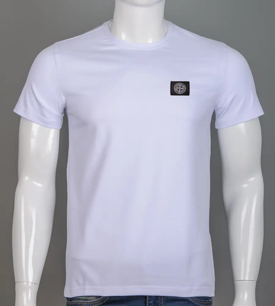 Футболка чоловіча Stone Island 2409м Нашивка (Уп.4шт M-XXL), Білий