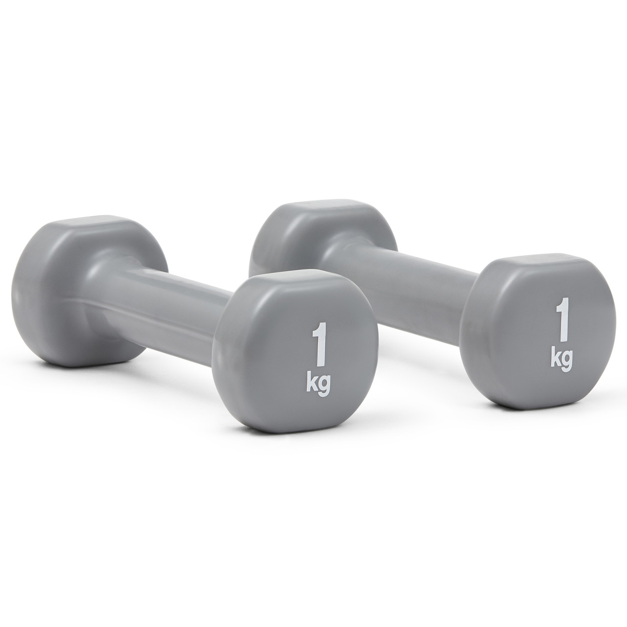 Гантелі вінілові Reebok 2 х 1 кг, сірі, фото 1