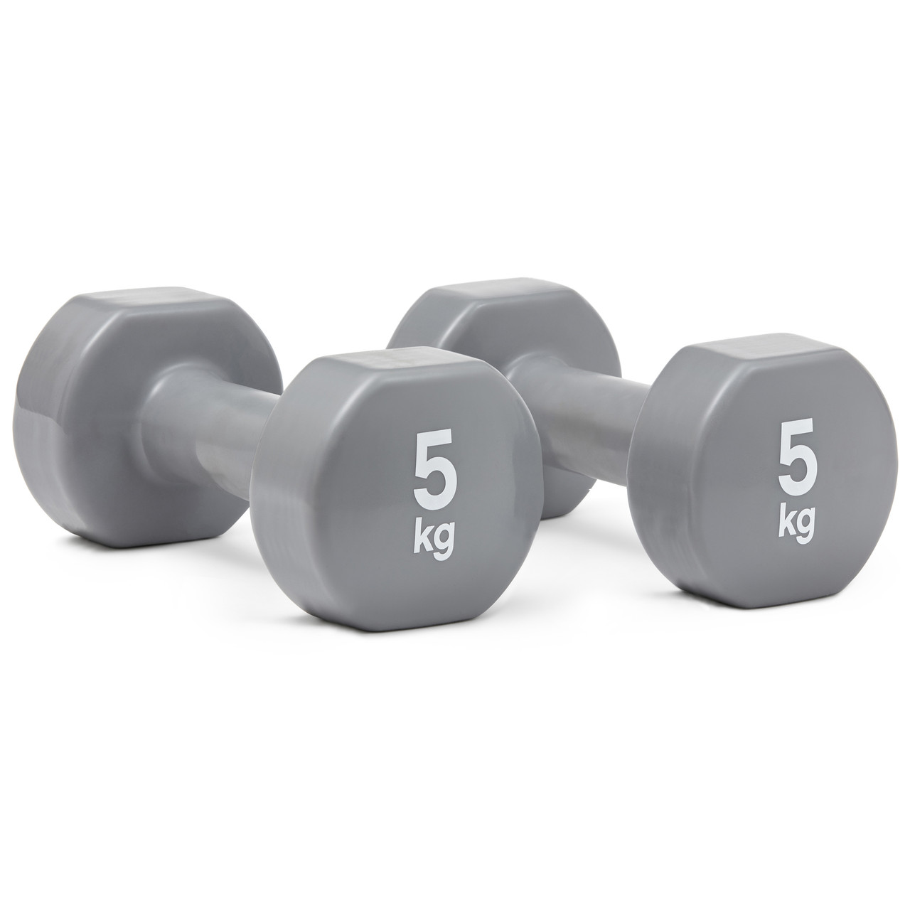 Гантелі вінілові Reebok 2 х 5 кг, сірі, фото 1