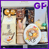 Готовый пасхальный подарочный набор на праздник для парня или девушки, шоколадный набор с орехами и карамелью