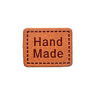 Бірка HANDMADE екошкіра пришивна для одягу Цегляний