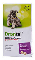 Таблетки для собак со вкусом мяса Дронтал плюс Bayer антигельминтик до 10 кг 1X6 MD, код: 8249874