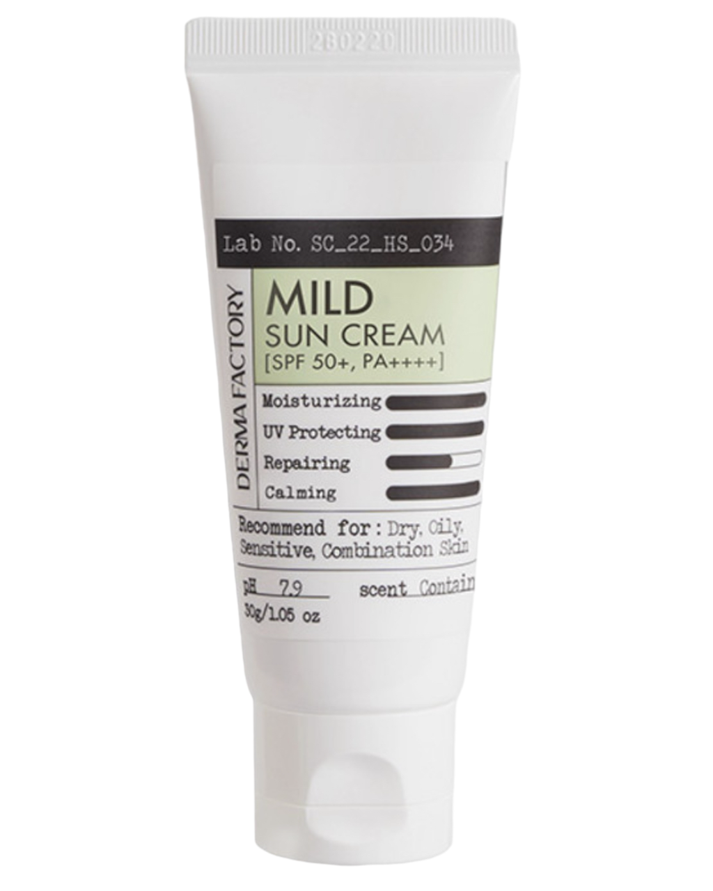 Заспокійливий сонцезахисний крем Derma Factory Mild Sun Cream SPF 50+ PA++++ 30 g
