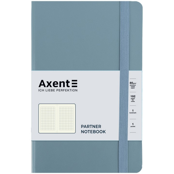 Блокнот 125*195 96арк., в клітинку, на гумці, гнучка обкл. Axent Partner Soft Earth Colors синій